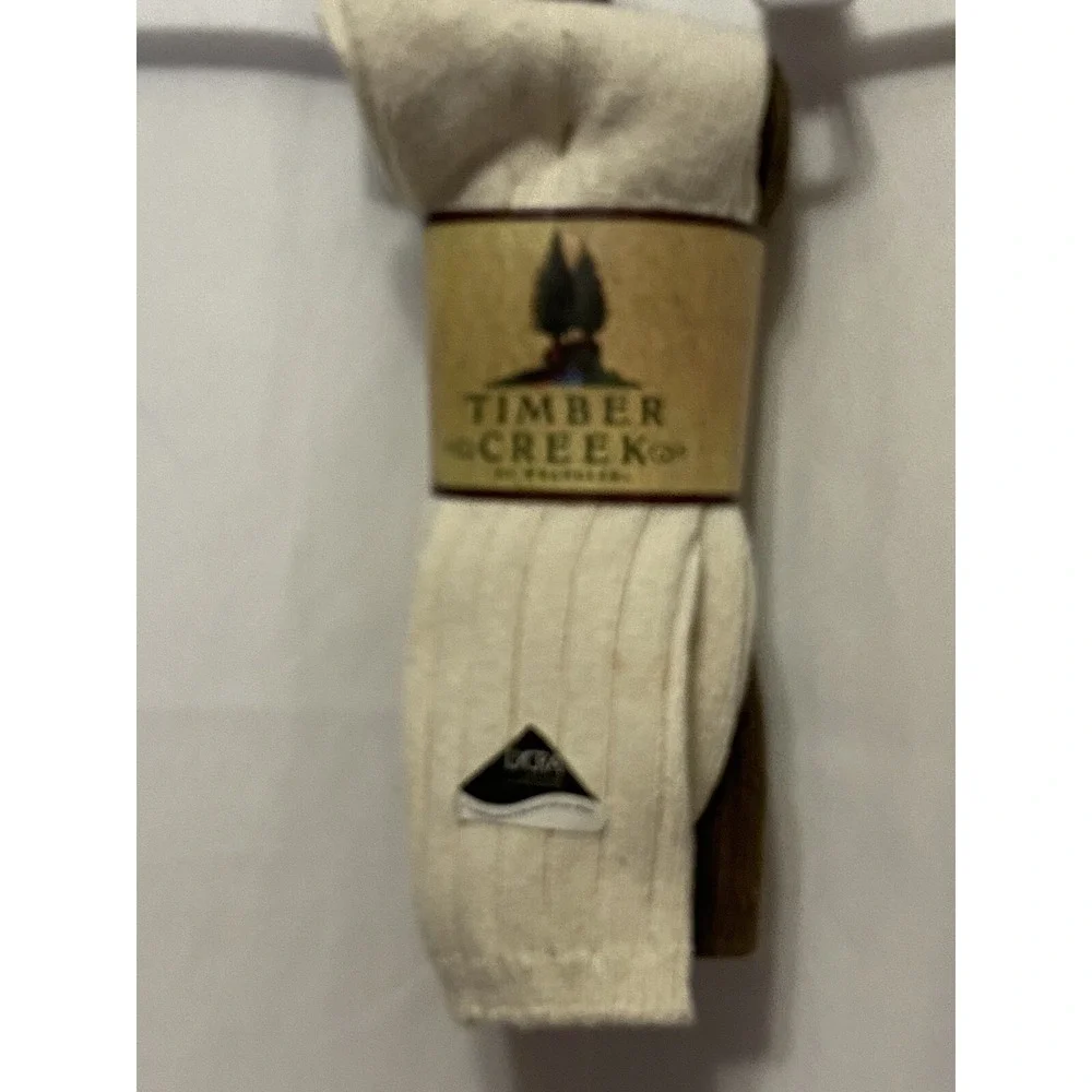 Nos 3 Pair Timber Creek Wrangler USA Made Cotton Rib Socks 10-13 Shoe Size 6-12